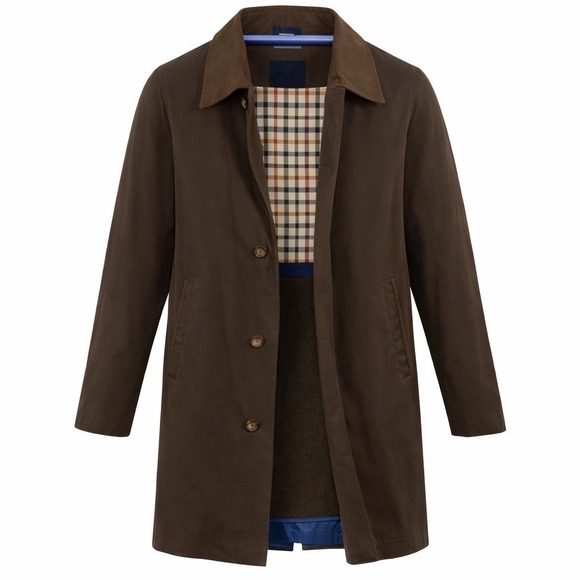 Tommy Hilfiger Brown Modern Trench Coat Jacket 44R Plaid Zip Removable Liner